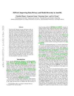 FDNAS: Improving Data Privacy and Model Diversity in AutoML