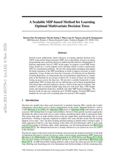 A Scalable MIP-based Method for Learning Optimal Multivariate Decision
  Trees