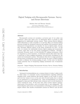 Digital Nudging with Recommender Systems: Survey and Future Directions