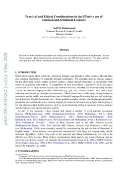 Practical and Ethical Considerations in the Effective use of Emotion and
  Sentiment Lexicons