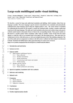 Large-scale multilingual audio visual dubbing