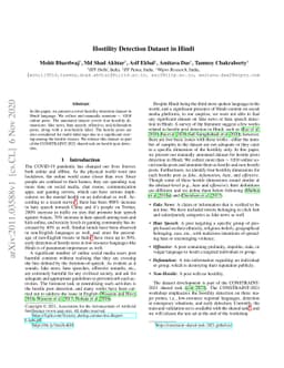 Hostility Detection Dataset in Hindi