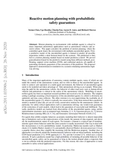 Reactive motion planning with probabilistic safety guarantees