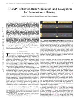 B-GAP: Behavior-Rich Simulation and Navigation for Autonomous Driving