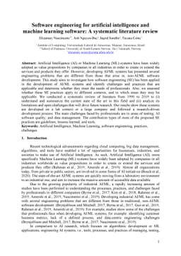 Software engineering for artificial intelligence and machine learning
  software: A systematic literature review