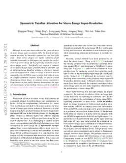 Symmetric Parallax Attention for Stereo Image Super-Resolution