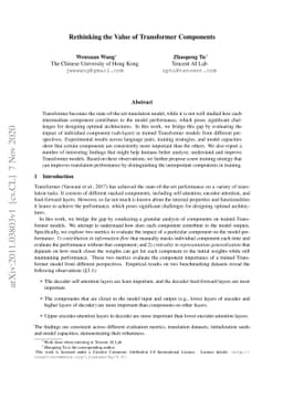 Rethinking the Value of Transformer Components