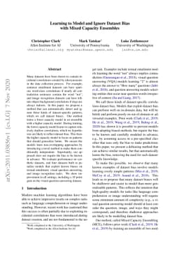 Learning to Model and Ignore Dataset Bias with Mixed Capacity Ensembles