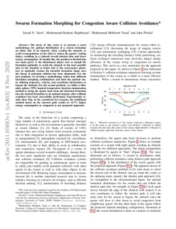 Swarm Formation Morphing for Congestion Aware Collision Avoidance