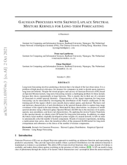 Gaussian Processes with Skewed Laplace Spectral Mixture Kernels for
  Long-term Forecasting