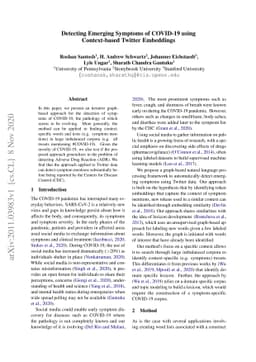 Detecting Emerging Symptoms of COVID-19 using Context-based Twitter
  Embeddings