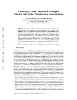 Uncertainty-Aware Constraint Learning for Adaptive Safe Motion Planning
  from Demonstrations