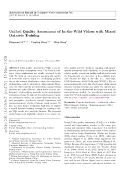 Unified Quality Assessment of In-the-Wild Videos with Mixed Datasets
  Training