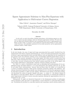 Sparse Approximate Solutions to Max-Plus Equations with Application to
  Multivariate Convex Regression