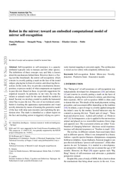 Robot in the mirror: toward an embodied computational model of mirror
  self-recognition