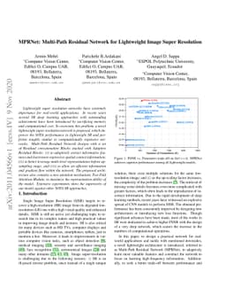 MPRNet: Multi-Path Residual Network for Lightweight Image Super
  Resolution