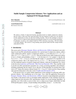 Stable Sample Compression Schemes: New Applications and an Optimal SVM
  Margin Bound