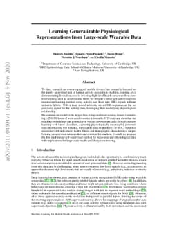 Learning Generalizable Physiological Representations from Large-scale
  Wearable Data