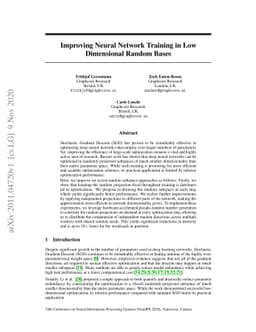 Improving Neural Network Training in Low Dimensional Random Bases
