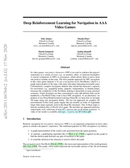 Deep Reinforcement Learning for Navigation in AAA Video Games