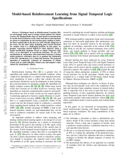 Model-based Reinforcement Learning from Signal Temporal Logic
  Specifications