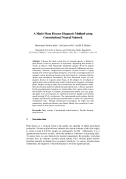 A Multi-Plant Disease Diagnosis Method using Convolutional Neural
  Network