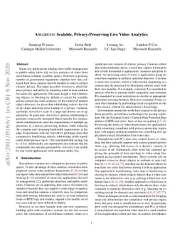 Amadeus: Scalable, Privacy-Preserving Live Video Analytics
