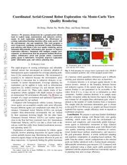 Coordinated Aerial-Ground Robot Exploration via Monte-Carlo View Quality
  Rendering