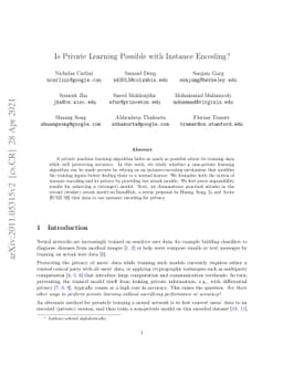 Is Private Learning Possible with Instance Encoding?