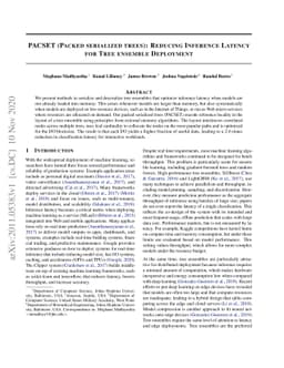 PACSET (Packed Serialized Trees): Reducing Inference Latency for Tree
  Ensemble Deployment