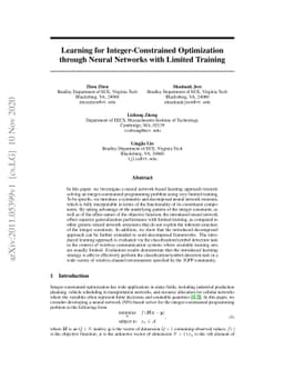 Learning for Integer-Constrained Optimization through Neural Networks
  with Limited Training