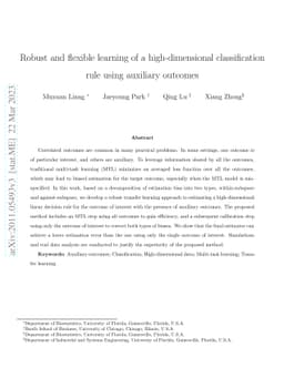 Robust and flexible learning of a high-dimensional classification rule
  using auxiliary outcomes