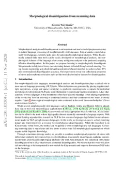 Morphological Disambiguation from Stemming Data