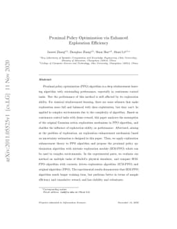 Proximal Policy Optimization via Enhanced Exploration Efficiency