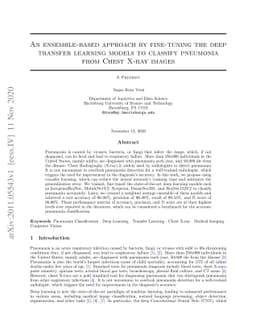 An ensemble-based approach by fine-tuning the deep transfer learning
  models to classify pneumonia from chest X-ray images