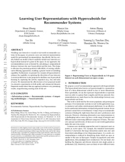 Learning User Representations with Hypercuboids for Recommender Systems