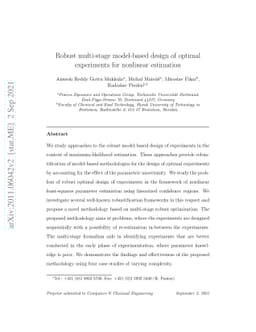 Robust multi-stage model-based design of optimal experiments for
  nonlinear estimation