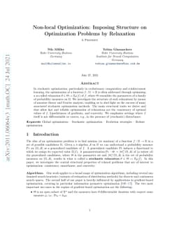 Non-local Optimization: Imposing Structure on Optimization Problems by
  Relaxation