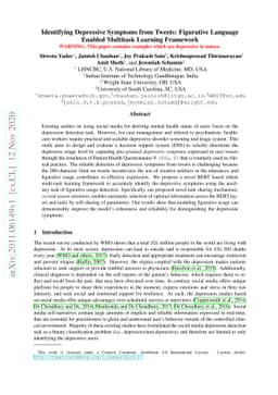 Identifying Depressive Symptoms from Tweets: Figurative Language Enabled
  Multitask Learning Framework