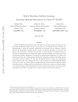 Mostly Harmless Machine Learning: Learning Optimal Instruments in Linear
  IV Models