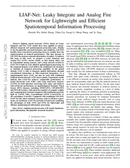 LIAF-Net: Leaky Integrate and Analog Fire Network for Lightweight and
  Efficient Spatiotemporal Information Processing