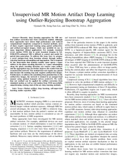 Unsupervised MR Motion Artifact Deep Learning using Outlier-Rejecting
  Bootstrap Aggregation
