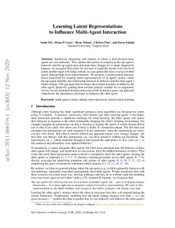 Learning Latent Representations to Influence Multi-Agent Interaction