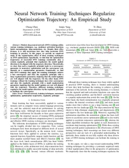 Neural Network Training Techniques Regularize Optimization Trajectory:
  An Empirical Study