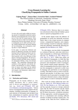 Cross-Domain Learning for Classifying Propaganda in Online Contents