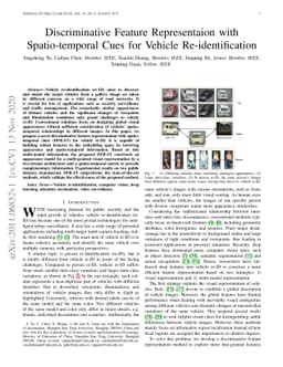 Discriminative Feature Representation with Spatio-temporal Cues for
  Vehicle Re-identification