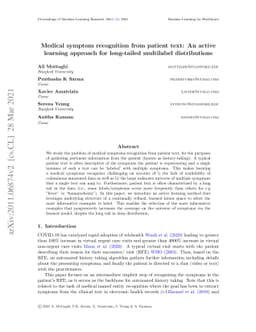 Medical symptom recognition from patient text: An active learning
  approach for long-tailed multilabel distributions