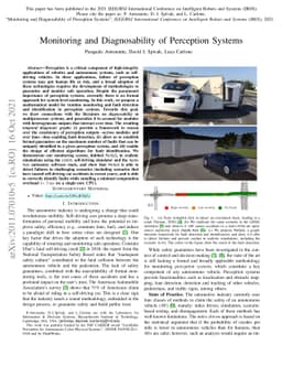 Monitoring and Diagnosability of Perception Systems