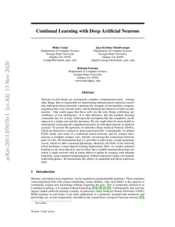 Continual Learning with Deep Artificial Neurons