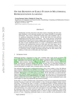 On the Benefits of Early Fusion in Multimodal Representation Learning